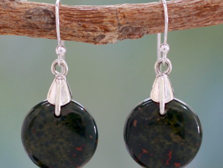 Moon of Justice Bloodstone Sphere Earrings India Artisan Jewelry Supply