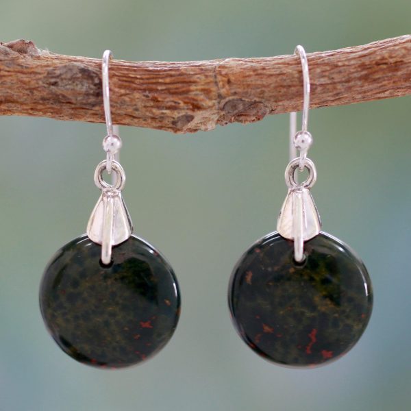 Moon of Justice Bloodstone Sphere Earrings India Artisan Jewelry Supply