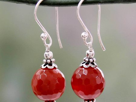 Sterling Silver Red Agate Dangle Earrings Cheap