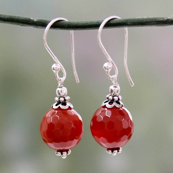 Sterling Silver Red Agate Dangle Earrings Cheap