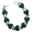 Love Immemorial Heart Shaped Jade Sterling Silver Link Bracelet Discount