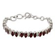 Red Marquise Garnet and Silver Tennis Bracelet Handcrafted in India Sale