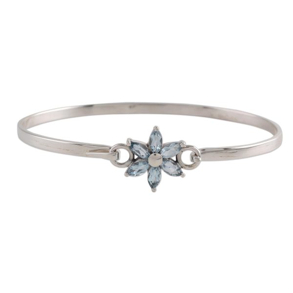 Marquise Flower Blue Topaz Pendant Bracelet on Sale