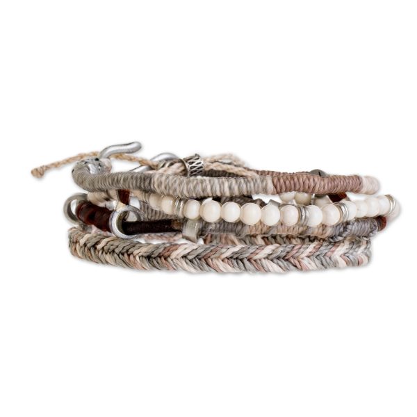 Maya Highlands Unisex Beige Macrame Bracelets (Set of 4) Sale