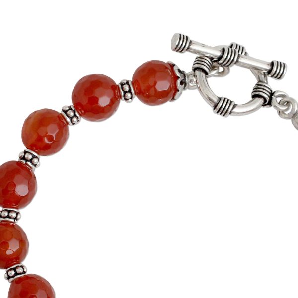 Royal Glow Carnelian & Silver Beaded Bracelet Supply