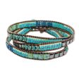 Mayan Monolith Glass Beaded Wrap Bracelet in Turquoise from Guatemala Fashion