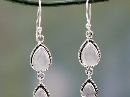 Misty Teardrops Moonstone Dangle Hook Earrings Cheap