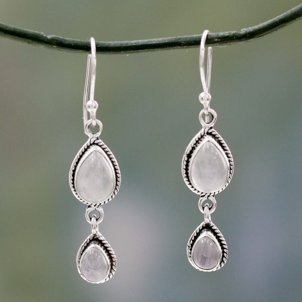 Misty Teardrops Moonstone Dangle Hook Earrings Cheap