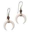 Sanur Crescents Garnet and Crescent Bone Dangle Earrings from Bali Online Hot Sale