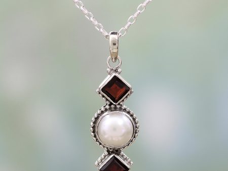 Red Guardians Garnet & Pearl Necklace Discount