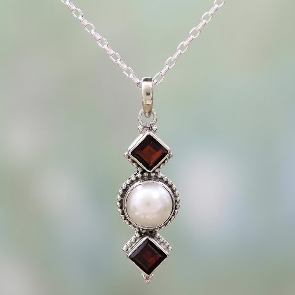 Red Guardians Garnet & Pearl Necklace Discount