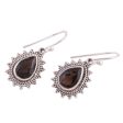 Smoky Drop Handmade Smoky Quartz and Silver Earrings from India Supply