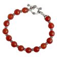 Royal Glow Carnelian & Silver Beaded Bracelet Supply