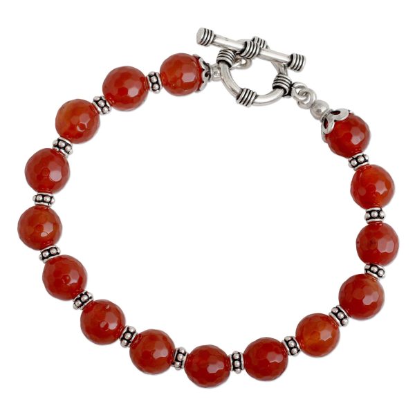 Royal Glow Carnelian & Silver Beaded Bracelet Supply