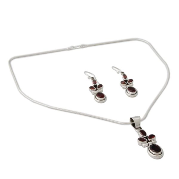 Sterling Silver & Garnet Jewelry Set Cheap