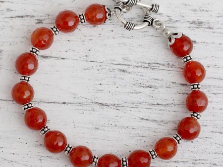 Royal Glow Carnelian & Silver Beaded Bracelet Supply