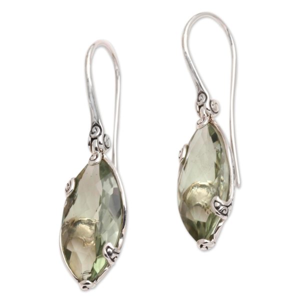 Nepenthes in Green Checkerboard Faceted Prasiolite Drop Earrings Supply