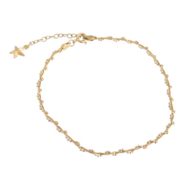 Moonlit Starfish 18k Gold Plated Sterling Silver Starfish Anklet from Peru Fashion