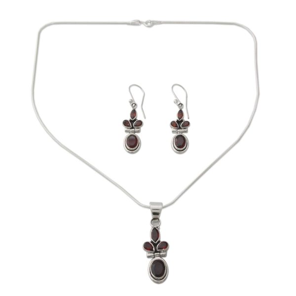 Sterling Silver & Garnet Jewelry Set Cheap