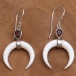 Sanur Crescents Garnet and Crescent Bone Dangle Earrings from Bali Online Hot Sale