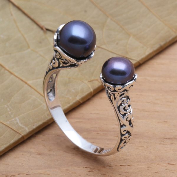 Seeking You Cultured Peacock Pearl and Sterling Silver Ring from Bali For Discount