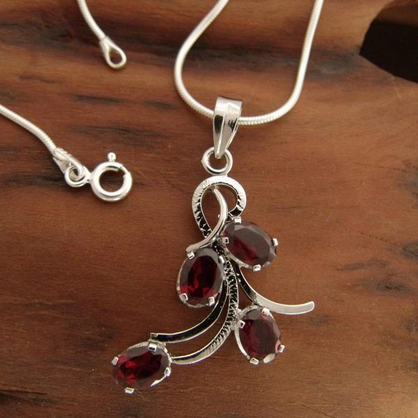 Scarlet Petals Sterling Silver Necklace Online now