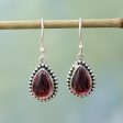 Radiant Dewdrops Sterling Silver and Garnet Drop Shape Dangle Earrings Sale