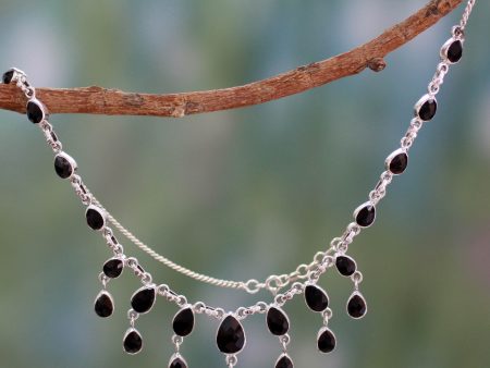 Midnight Cascade Onyx & Silver Waterfall Necklace Online