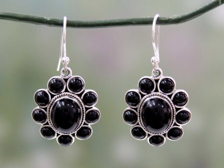 Night Drama Onyx & Silver Dangle Earrings Supply