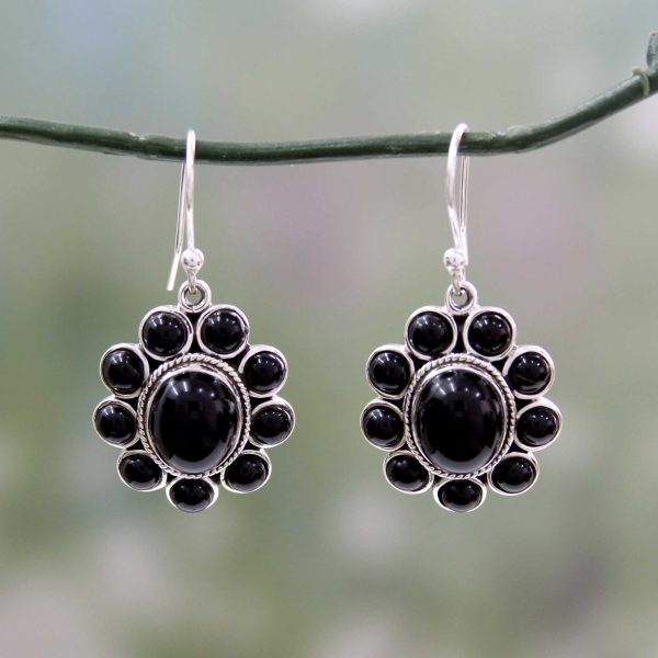 Night Drama Onyx & Silver Dangle Earrings Supply