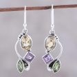 Sun with Violets Multi-Gem Citrine Earrings Cheap