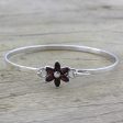 Marquise Flower Garnet and Sterling Silver Floral Bracelet from India For Cheap