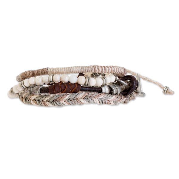 Maya Highlands Unisex Beige Macrame Bracelets (Set of 4) Sale