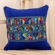 Quiche Birds Blue Bird Theme Maya Backstrap Woven Cotton Cushion Cover Sale