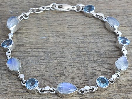 Misty Sky Moonstone & Topaz Link Bracelet Online