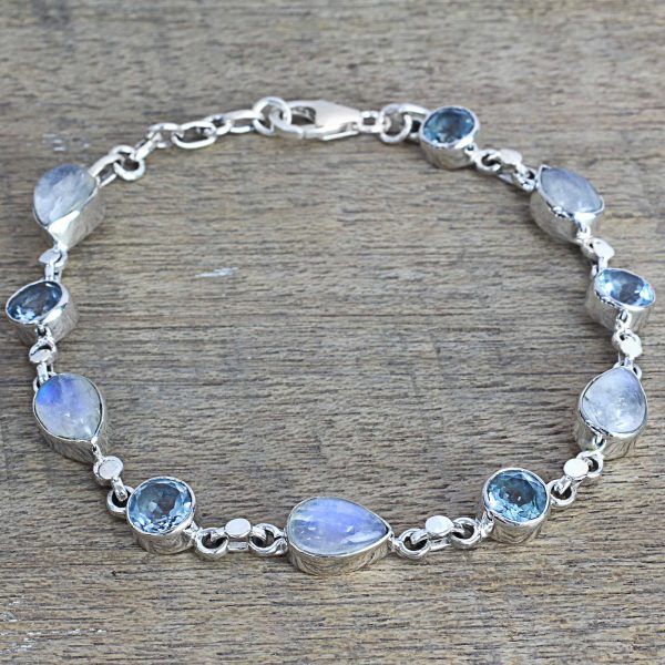 Misty Sky Moonstone & Topaz Link Bracelet Online