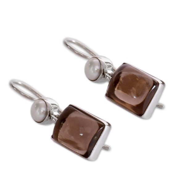 Smoky Quartz & Freshwater Pearl Earrings Fashion