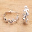 Rice Garland Sterling Silver Rice Stalk Half-Hoop Earrings on Sale