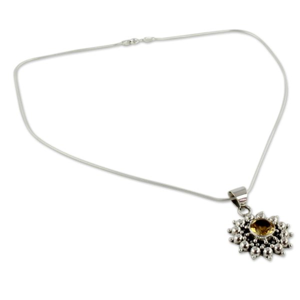 Star Citrine & Sterling Silver Pendant Necklace Fashion