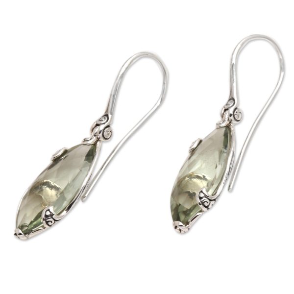 Nepenthes in Green Checkerboard Faceted Prasiolite Drop Earrings Supply