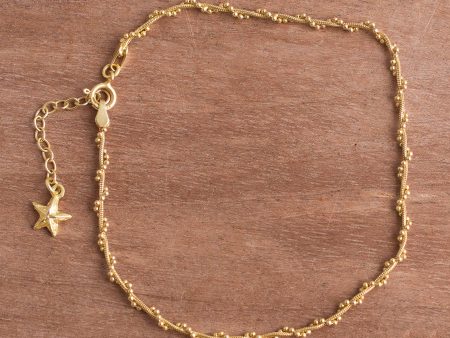 Moonlit Starfish 18k Gold Plated Sterling Silver Starfish Anklet from Peru Fashion