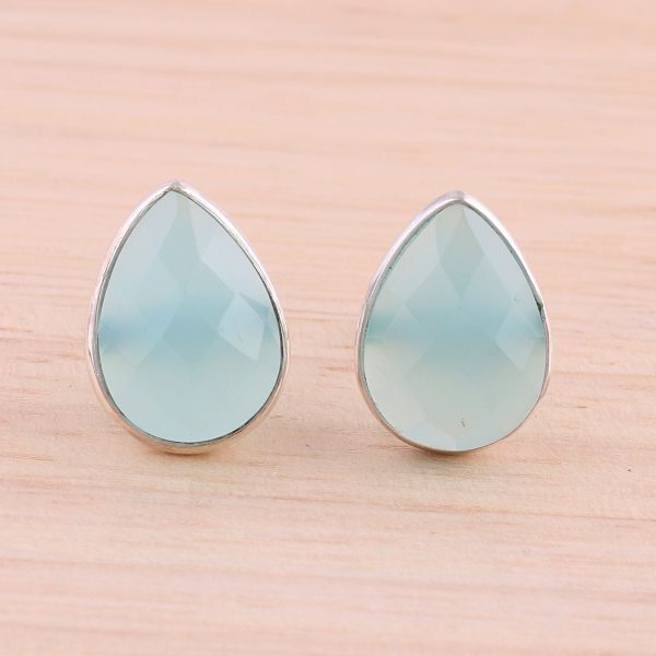 Raindrop Prisms Silver Chalcedony Earrings Online now