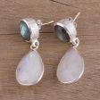 Misty Alliance Rainbow Moonstone and Labradorite 23 Ct Earrings For Discount