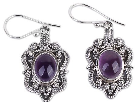 Intricate Embrace Handcrafted Sterling Silver Earrings with Amethyst Online Sale