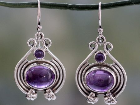 Twilight Glow Unique Amethyst, Pearl and Sterling Silver Earrings Sale