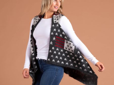 Americana Knit Open Sweater Vest For Discount