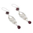 Mughal Mystery Long Ruby and Garnet Earrings in Sterling Silver from India For Cheap