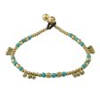 Musical Wanderer Calcite and Brass Beaded Anklet from Thailand Online Sale