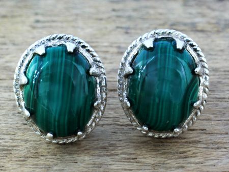 Morning Forest Malachite Silver Stud Earrings Fashion