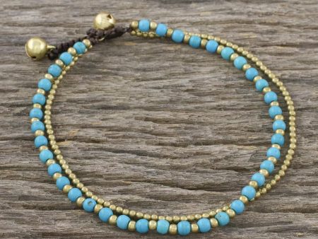 Ringing Beauty Brass and Calcite Beaded Anklet from Thailand Supply